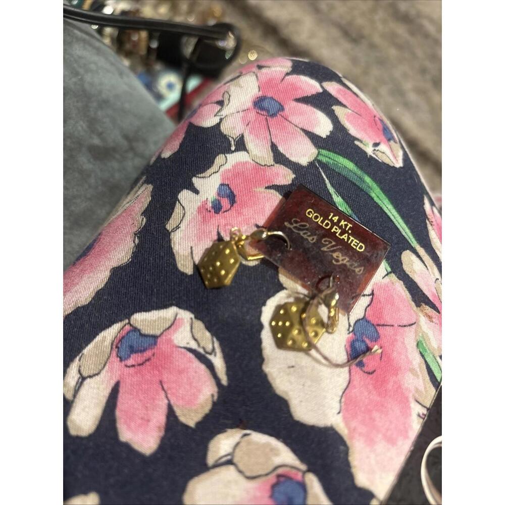 14k Gold Plated Las Vegas Dice Earrings